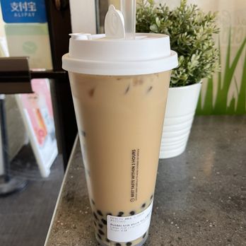 Tbaar - Bubble Milk Black Tea (large -  1/2 ice -  1/2 sugar) - Desserts Near Me - Quincy, Massachusetts