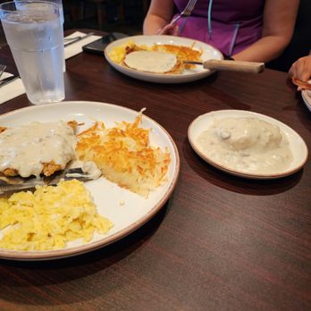 Silverback Breakfast & Cafe - Chicken Fried Steak. This is one large portion and we split it in half. Delicious. - Cafes Near Me - Vista, California Silverback Breakfast & Cafe - Chicken Fried Steak. This is one large portion and we split it in half. Delicious. - Cafes Near Me - Vista, California