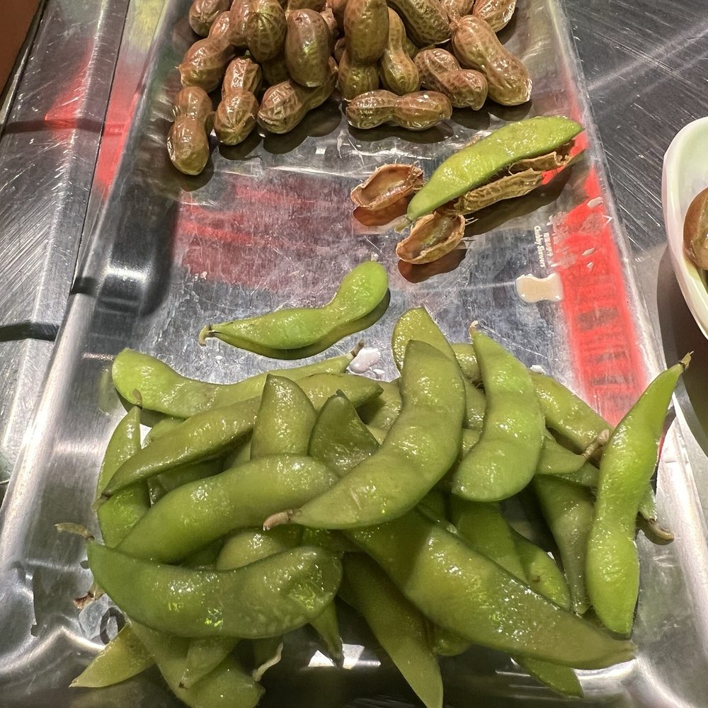 Chubby Skewers  - Boiled peanuts and edamame had a light 5spice flavor which was good. - Barbeque Near Me - Mesa, Arizona