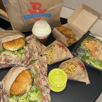 Burgerville - Tostada Cheeseburger Tostada Cheeseburger Rosemary Shoestring Fries - Regular Wonton Salad - Burgers Near Me - Camas, Washington Burgerville - Tostada Cheeseburger Tostada Cheeseburger Rosemary Shoestring Fries - Regular Wonton Salad - Burgers Near Me - Camas, Washington