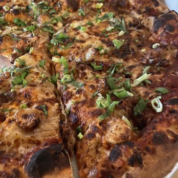 Koloa Pizza Kitchen + Bar - Bbq pork pizza (skimpy on pork) one bite of pork per slice - Pizza Near Me - Koloa, Hawaii