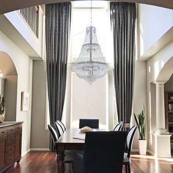 Regal Drapes - Tailored pleat drapes make a stunning statement in this elegant dining room. - Interior Design Near Me - Morristown, New Jersey