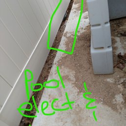 Not only was the fence put in the wrong place, but the electric for my pool was left in the dirt on my neighbor's side. Not only was the fence put in the wrong place, but the electric for my pool was left in the dirt on my neighbor's side.