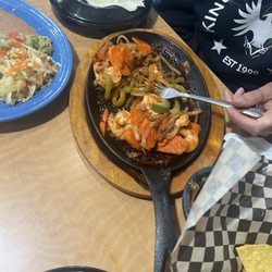 La Hacienda Mexican Restaurant and The Asylum Sport's Bar - Shrimp fajitas were liked by her.