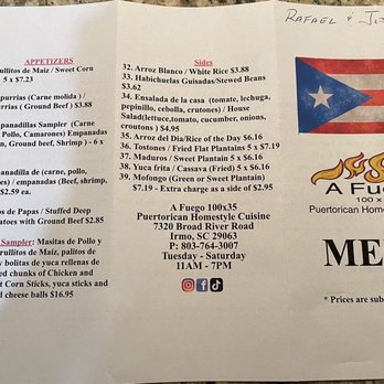 A Fuego 787 - Menu - Empanadas Near Me - Columbia, South Carolina
