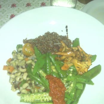 The National - Veggie Plate - June 2010: black eyed peas, sugar snap peas, red quinoa, chanterelles, harissa - Mediterranean Near Me - Athens, Georgia The National - Veggie Plate - June 2010: black eyed peas, sugar snap peas, red quinoa, chanterelles, harissa - Mediterranean Near Me - Athens, Georgia
