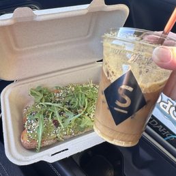 Avocado toast and eggnog iced espresso Avocado toast and eggnog iced espresso