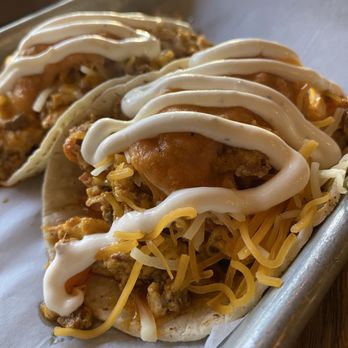 Betty’s Snack Bar - Breakfast Tacos $10 eggs, chorizo, tomato, cheddar, crema, salsa verde, served on a corn tortilla - Cafes Near Me - Newburgh, New York Betty’s Snack Bar - Breakfast Tacos $10 eggs, chorizo, tomato, cheddar, crema, salsa verde, served on a corn tortilla - Cafes Near Me - Newburgh, New York