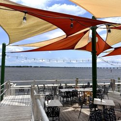 Persimmons Waterfront Restaurant - Outdoor dining on the Nuese River. Stunning.
