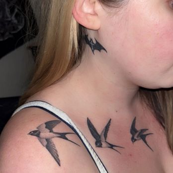 Sacred Soul Studio - Diego did a great job on my Swallow birds & Bat. Cant wait to get more!!! - Tattoo Near Me - Union City, California