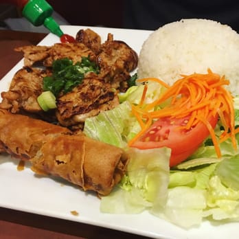 Pho 234 - Grilled Chicken, broken egg roll, rice, and a salad - Vietnamese Near Me - Manassas, Virginia