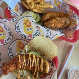 Slider, tender and fries