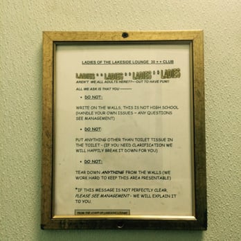 Lakeside Lounge - Sign in the women's restroom! LOL - Dive Bars Near Me - Oakland, California Lakeside Lounge - Sign in the women's restroom! LOL - Dive Bars Near Me - Oakland, California
