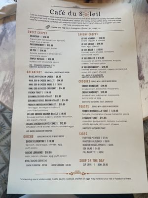 Menu photo 1 Cafe Du Soleil Alexandria, VA Menu photo 1 Cafe Du Soleil Alexandria, VA