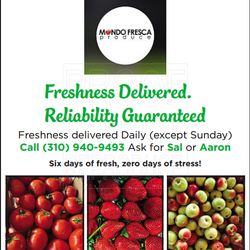 Mondo Fresca Produce - "From farm to kitchen - fresh tomatoes strawberries and apples ready for delivery. At Mondo Fresca Produce.