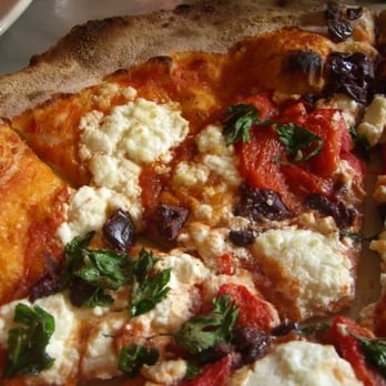Sonsie - Pizza-Goat cheese pizza with sweet roasted peppers and Calamata Olives. $11 - New American Near Me - Boston, Massachusetts