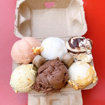 Ample Hills Creamery - Guava sorbet, lemon sorbet, PB Wins the Cup, pistachio, Dark Chocolate, nectar of the queen - Ice Cream & Frozen Yogurt Near Me - Astoria, New York