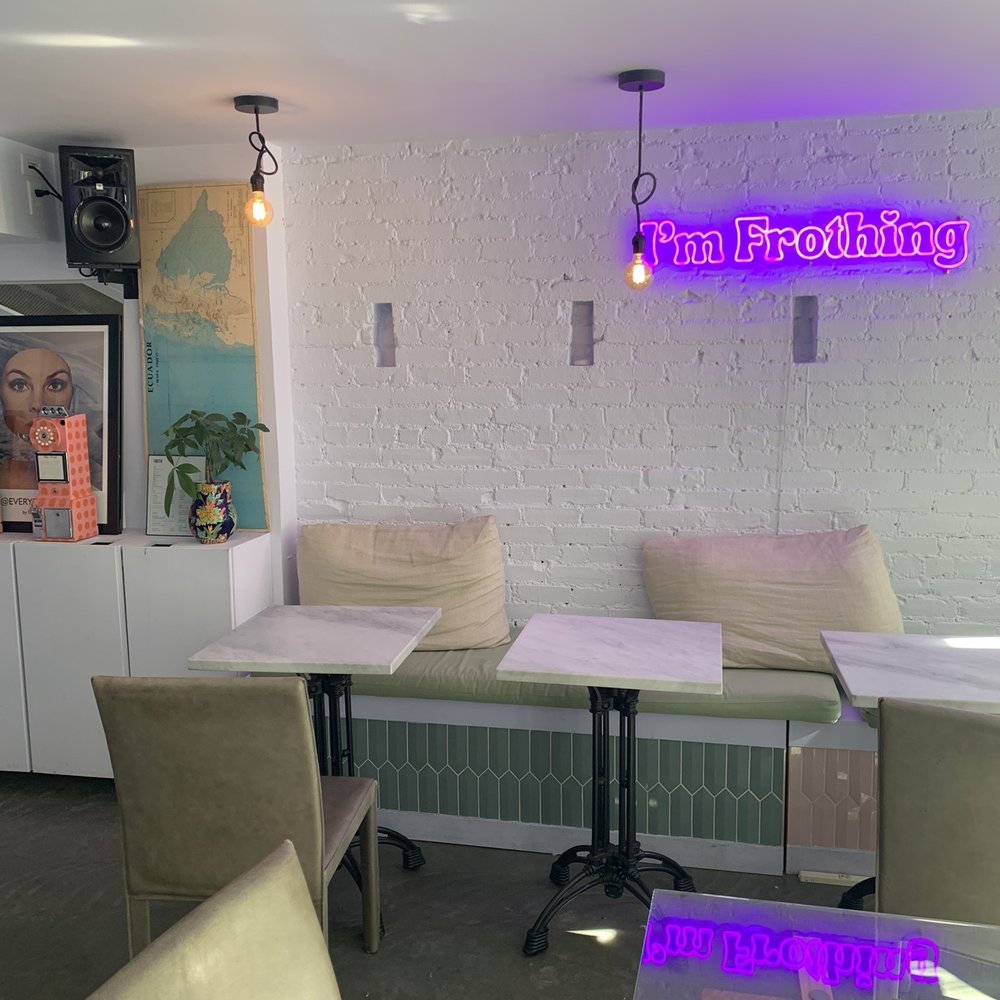 Saltwater Coffee - Inside: Cute interior, a couple of small tables to work at - Coffee & Tea Near Me - New York, New York Saltwater Coffee - Inside: Cute interior, a couple of small tables to work at - Coffee & Tea Near Me - New York, New York