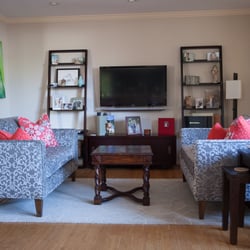 Fabric design lines up on both chairs across from each other. That is attention to detail!