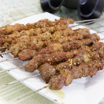 Tiger BBQ - Mix of #1 Lamb skewer [? I think] C$4.99 and #6 Beef skewer (4) fat [? I think] C$4.99. - Barbeque Near Me - Toronto, Ontario