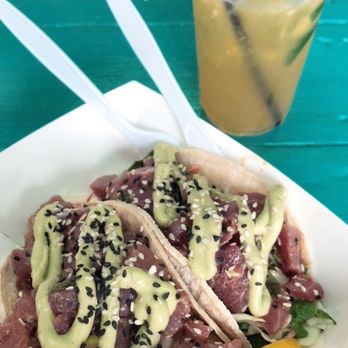 Fish Hut Grill - tuna poke tacos and a spicy margarita - American Near Me - Emerald Isle, North Carolina Fish Hut Grill - tuna poke tacos and a spicy margarita - American Near Me - Emerald Isle, North Carolina