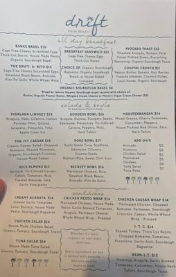 Menu photo 5 Drift Palm Beach Palm Beach, FL
