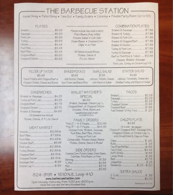 Menu photo 5 Barbecue Station San Antonio, TX