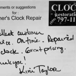Rymer's Clock Repair - A post card from another happy customer!