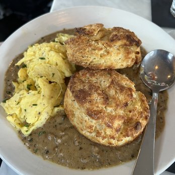 The Cottage - Biscuits and gravy with scrambled eggs - Cocktail Bars Near Me - Bothell, Washington