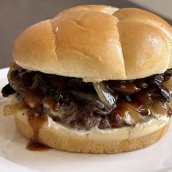 K Bite - Mushroom cheese burger.