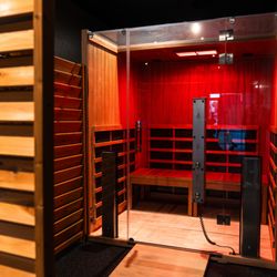 Nexus Gym - Redlight Sauna set to 150 degrees, 16-hours a day.