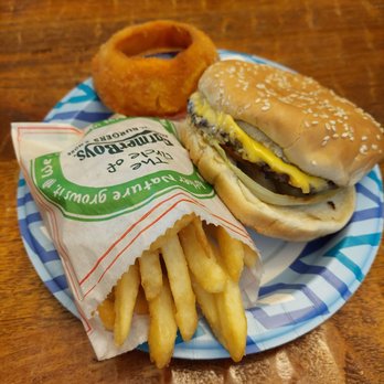 Farmer Boys - Cheeseburger, fries, onion ring - Burgers Near Me - Clovis, California
