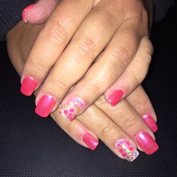 Natural Nails - Confetti Party Nail with coral sugar nails. Fun! - Nail Salons Near Me - Galt, California Natural Nails - Confetti Party Nail with coral sugar nails. Fun! - Nail Salons Near Me - Galt, California