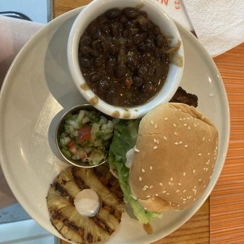 Chow A La Carte - Pari pari chicken sandwich with side of black beans - Coffee & Tea Near Me - Atlanta, Georgia