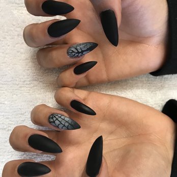 Bella Nails and Spa - Matte black Halloween nails - Nail Salons Near Me - Murrieta, California