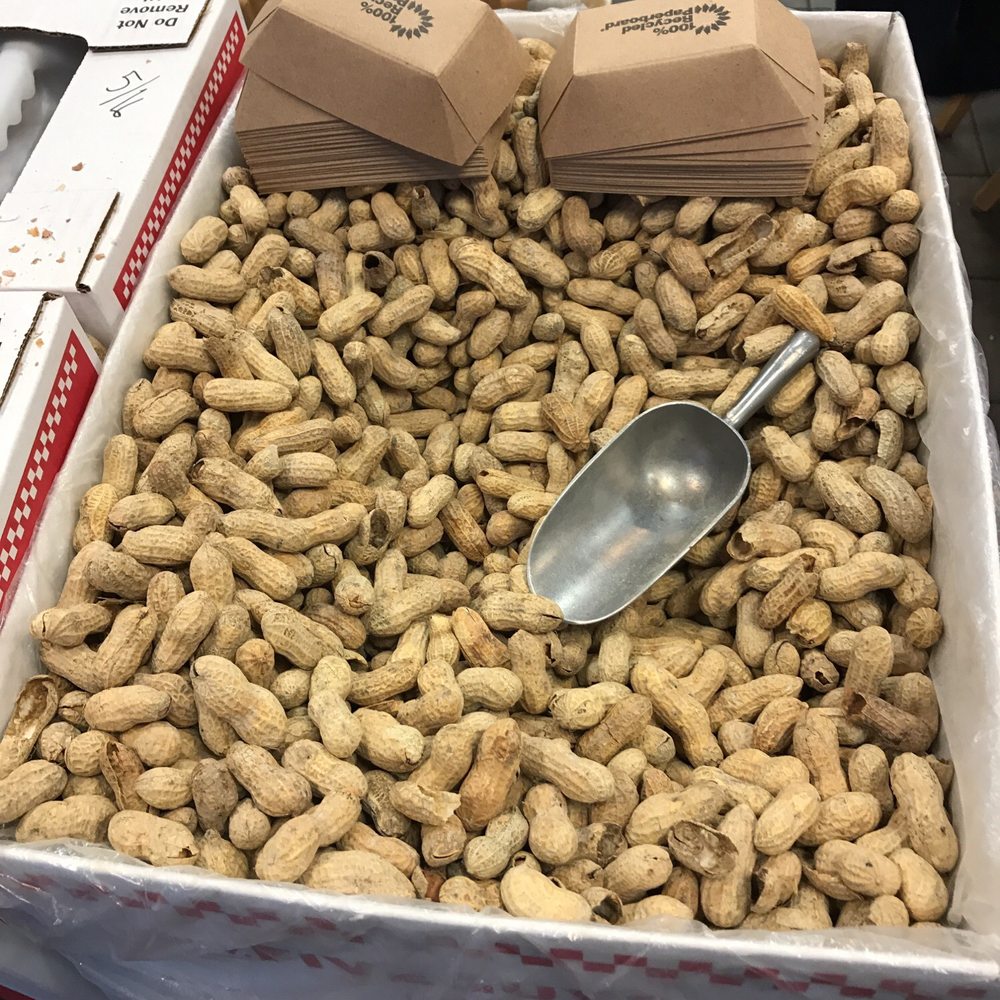Five Guys - Grab your own peanuts when you sit and wait for your food - Burgers Near Me - Rancho Cucamonga, California