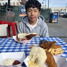 Fish and Chips + Clam Chowder in a Breadbowl, Fish and Chips + Clam Chowder in a Breadbowl,