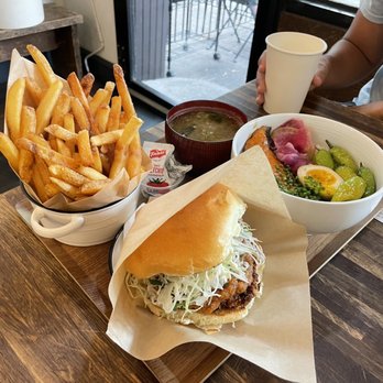 Chef Katsu Brooklyn - Katsu burger, fries, salmon bowl, and miso soup. - Pop-Up Restaurants Near Me - Brooklyn, New York