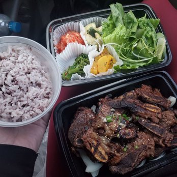Bapp Korean Restaurant - Galbi with purple rice and sides - Asian Fusion Near Me - Jackson, Wyoming