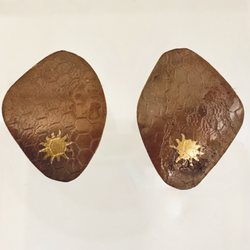 finecreationsjewelry - textured simple leaf earring with 24K