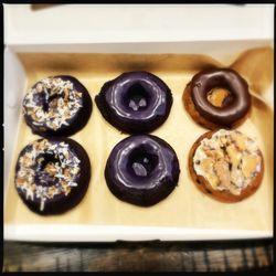 Eat Study & Sip - Assorted mochi donuts (ube with toasted coconut, plain ube, chocolate, cannoli)