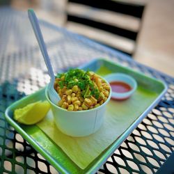 Tacos and Papas - Street Corn in a cup - so good here!