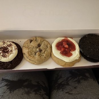 Crumbl - Cedar Hill - Red velvet, chocolate chip, strawberry shortcake and mallow sandwich. - Bakeries Near Me - Cedar Hill, Texas Crumbl - Cedar Hill - Red velvet, chocolate chip, strawberry shortcake and mallow sandwich. - Bakeries Near Me - Cedar Hill, Texas