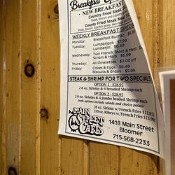 Main Street Cafe - Other menu with some breakfast specials