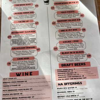 Fish Bar Deli - Cocktail menu as of 12/2/2024 - Seafood Markets Near Me - Kapaa, Hawaii Fish Bar Deli - Cocktail menu as of 12/2/2024 - Seafood Markets Near Me - Kapaa, Hawaii