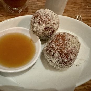 The Spotted Duck - Lemon ricotta crisps/donuts served with honey. - Desserts Near Me - Pacific Grove, California The Spotted Duck - Lemon ricotta crisps/donuts served with honey. - Desserts Near Me - Pacific Grove, California