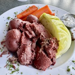 Delicious corned beef and cabbage on St Patrick's Day