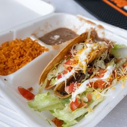Belinda's Authentic Mexican Food - Two Taco plate with beef hard shell tacos / take-out