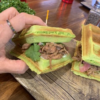 Red Maple - Brisket Green Onion Waffle Sandwich - Cafes Near Me - Los Angeles, California Red Maple - Brisket Green Onion Waffle Sandwich - Cafes Near Me - Los Angeles, California