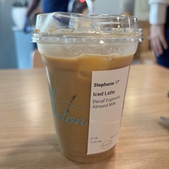 Salted Melon - Decaf iced latte with almond milk - Salad Near Me - Atlanta, Georgia